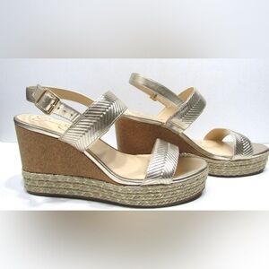 Jessica Simpson Morina Wedge Sandals Pale Gold Sz 9.5